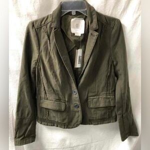 Anthropologie Hei Hei olive green front sleeves backside checkered size 4 NEW